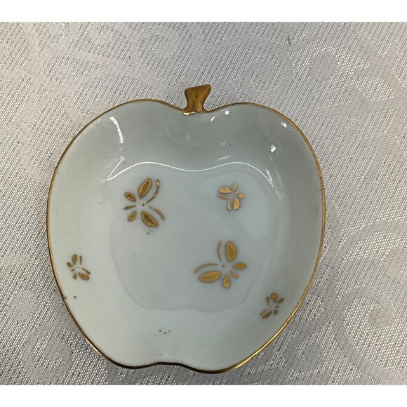 Ardalt Apple Shaped Porcelain Trinket Dishes Gold Floral Details & Trim‎ - Picture 3 of 6